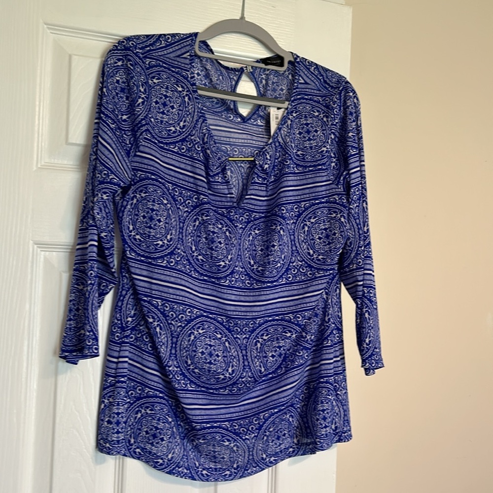 The Limited Blouse sz L‎ sheer blue 3/4 sleeve NWT